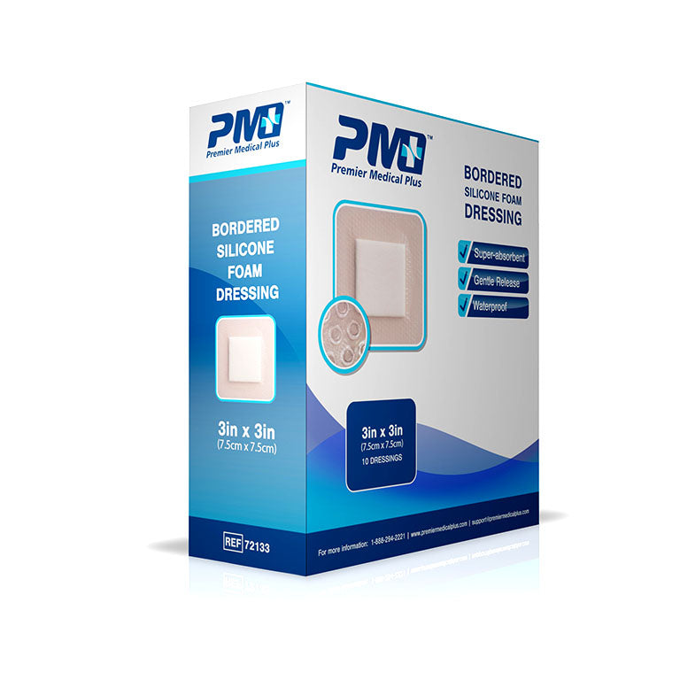 Premier Medical Plus™ Bordered Silicone Foam Dressing (3x3) BX/10