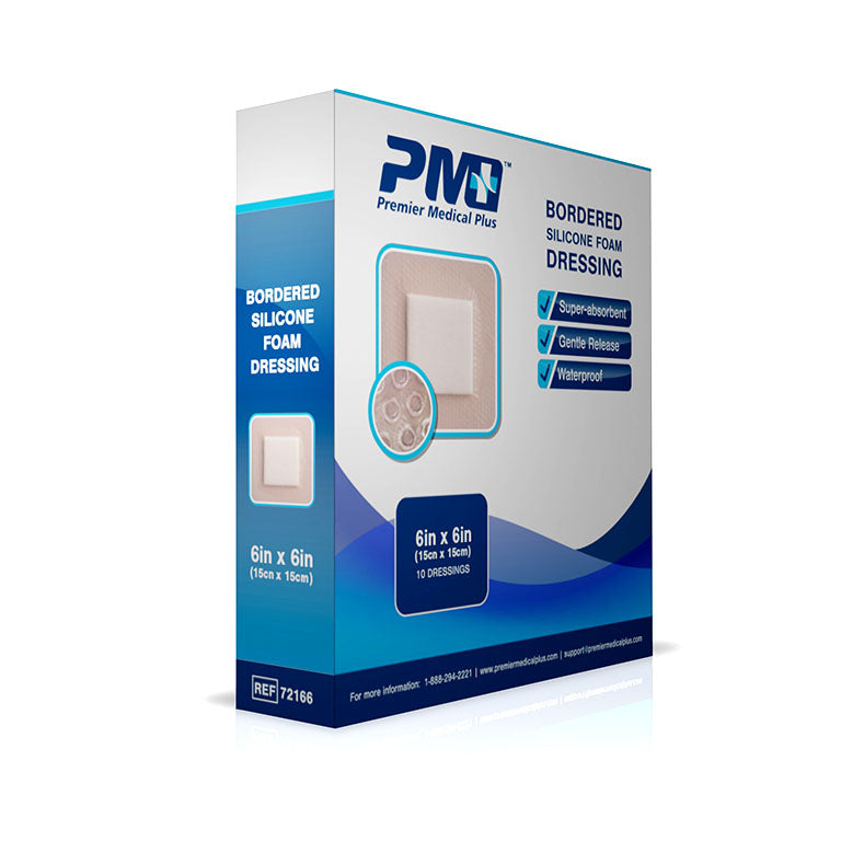 Premier Medical Plus™ Bordered Silicone Foam Dressing (6x6) BX/10