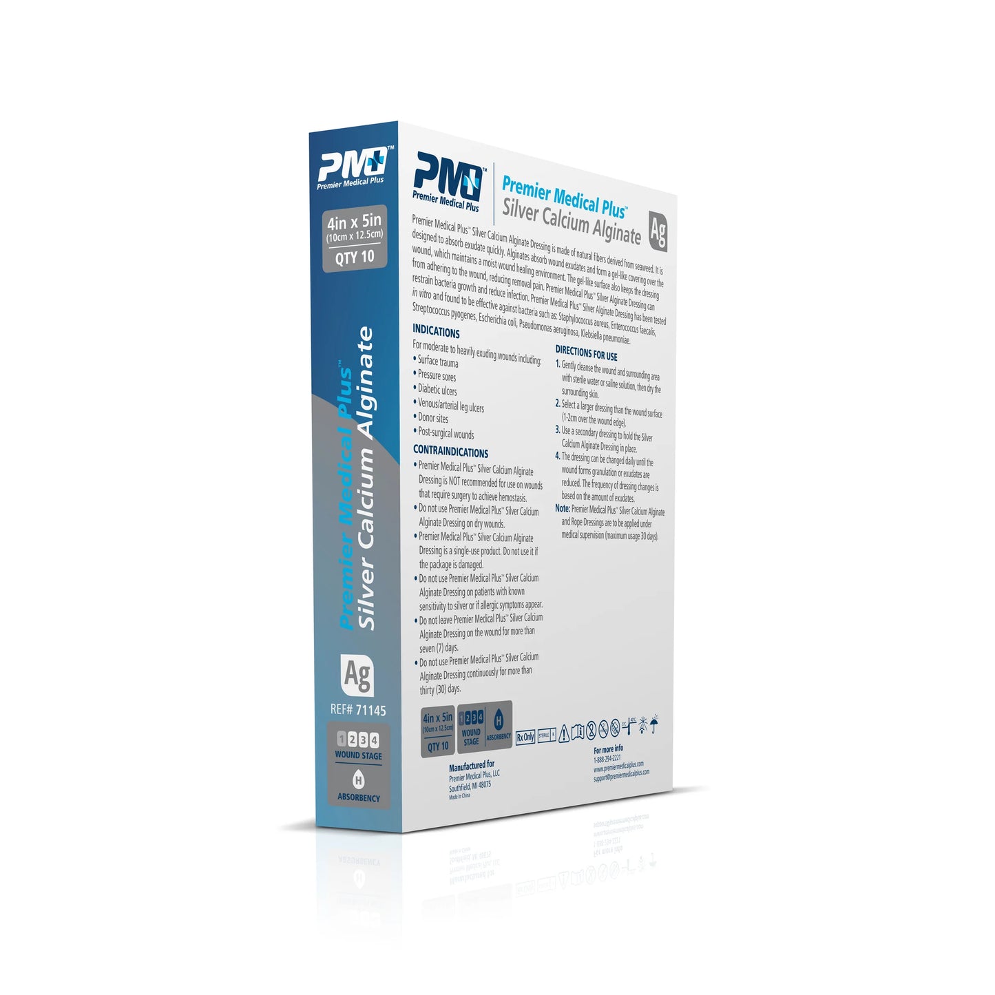 Premier Medical Plus™ Silver Calcium Alginate Dressing (4x5) BX/10