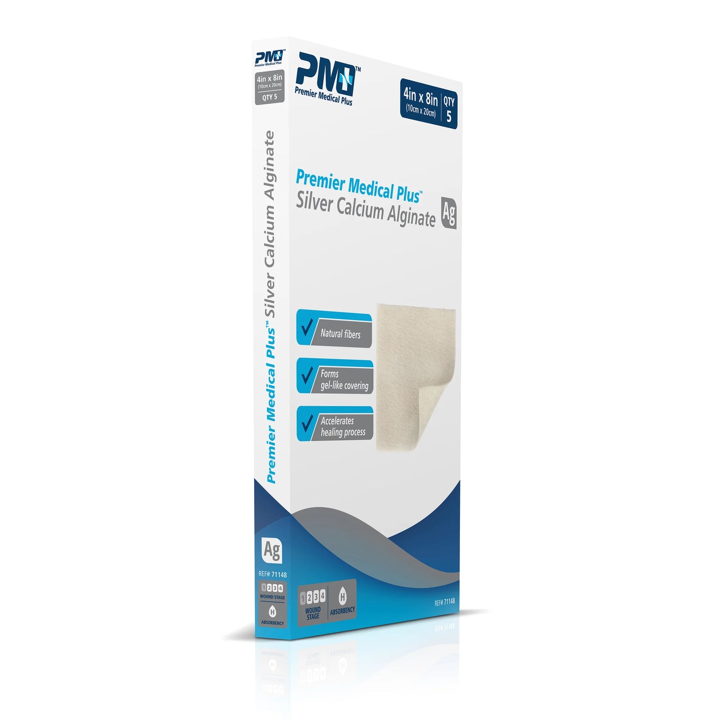 Premier Medical Plus™ Silver Calcium Alginate Dressing (4x8) BX/5